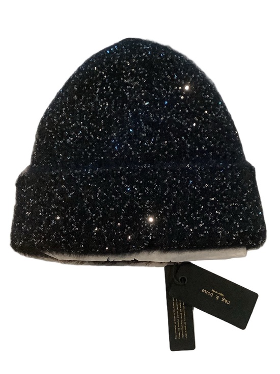 rag & bone Danni Black Sequin Beanie New